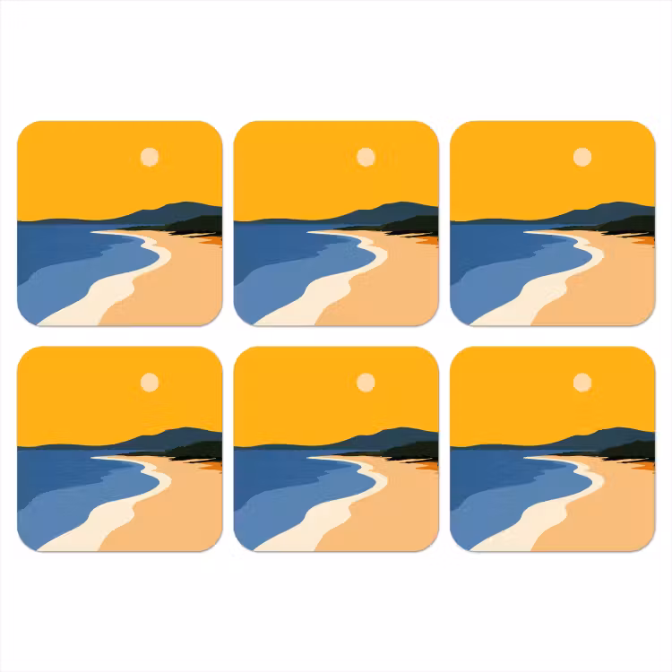 Onderzetter - Kustlijn - Oranje lucht - Begroeiing — 1