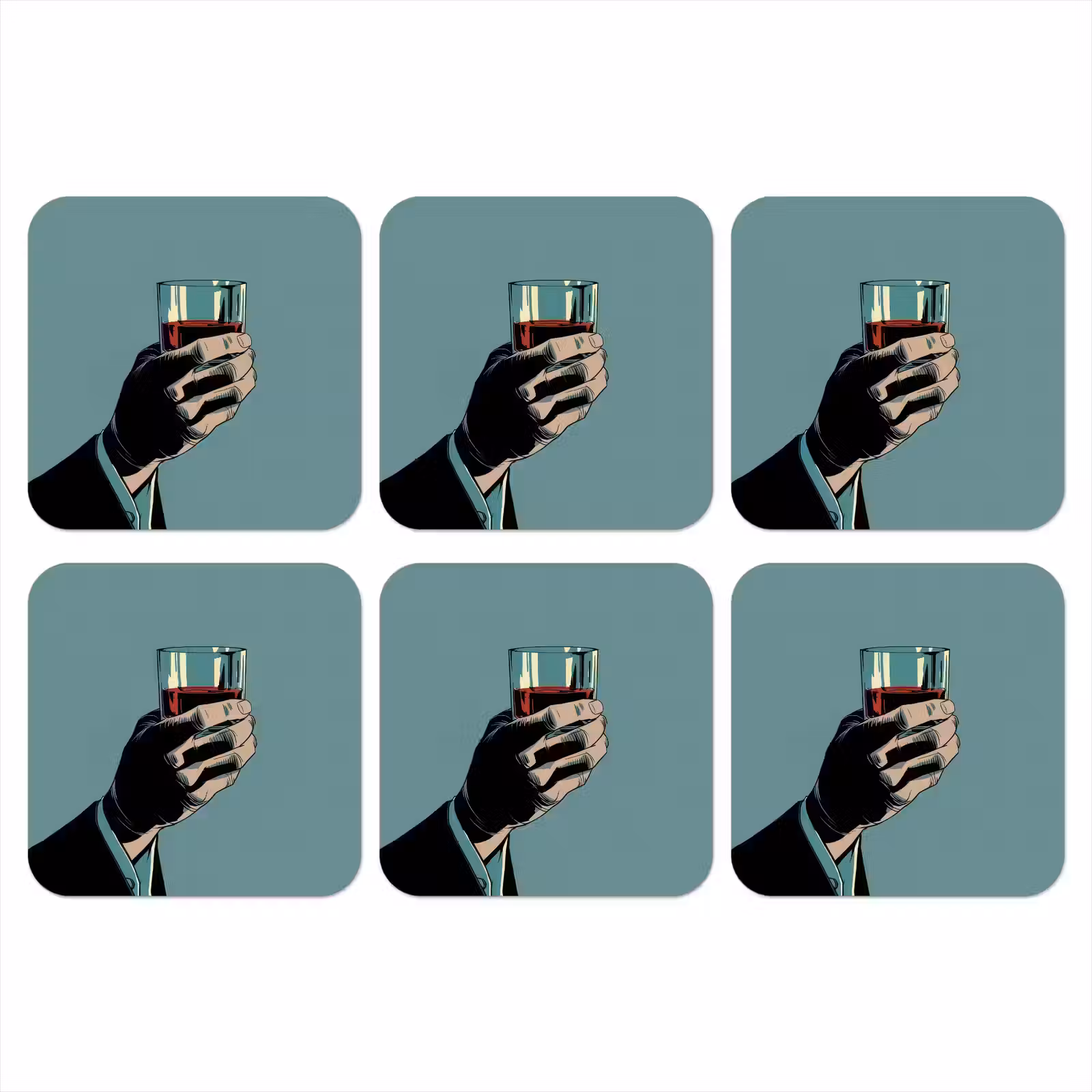 Onderzetter - Arm - Glas - Pak - Blauw — 1