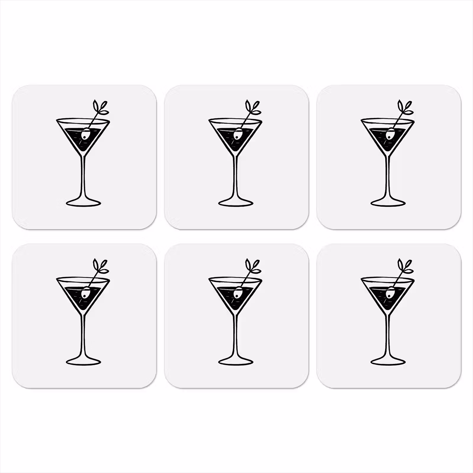 Onderzetter - Cocktail - Glas - Olijf - Minimalistisch — 1