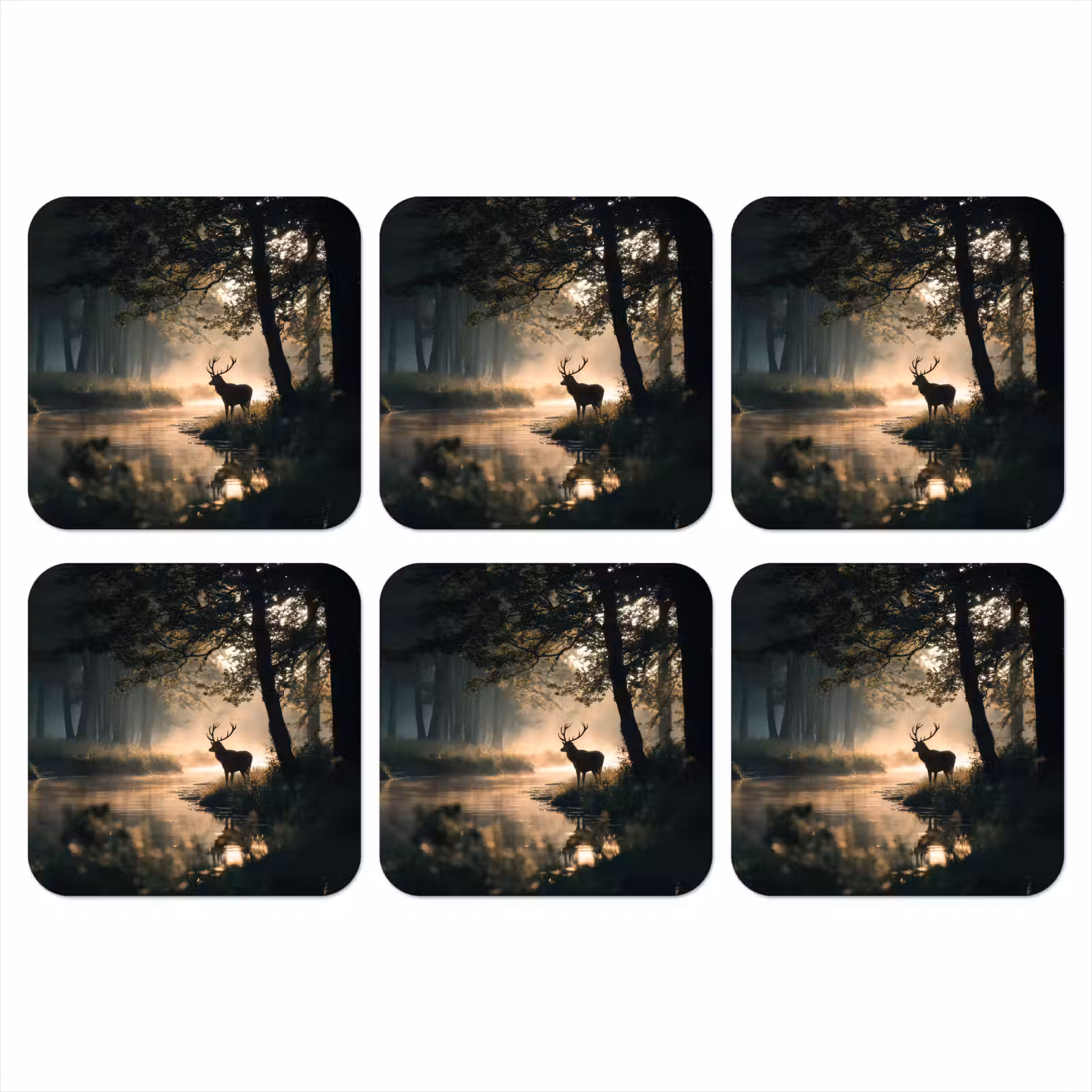 Onderzetter - Hert - Bosbeek - Mystiek — 1