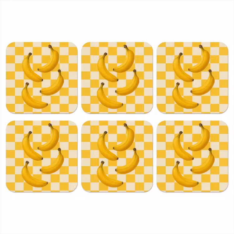Onderzetter - Bananen - Geel - Geblokt — 1