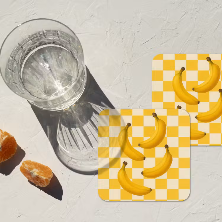 Onderzetter - Bananen - Geel - Geblokt — 3
