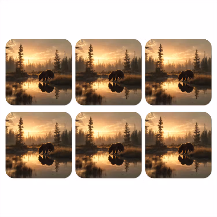 Onderzetter - Beer - water - Bos - Ochtendlicht — 1