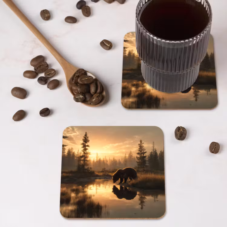 Onderzetter - Beer - water - Bos - Ochtendlicht — 4