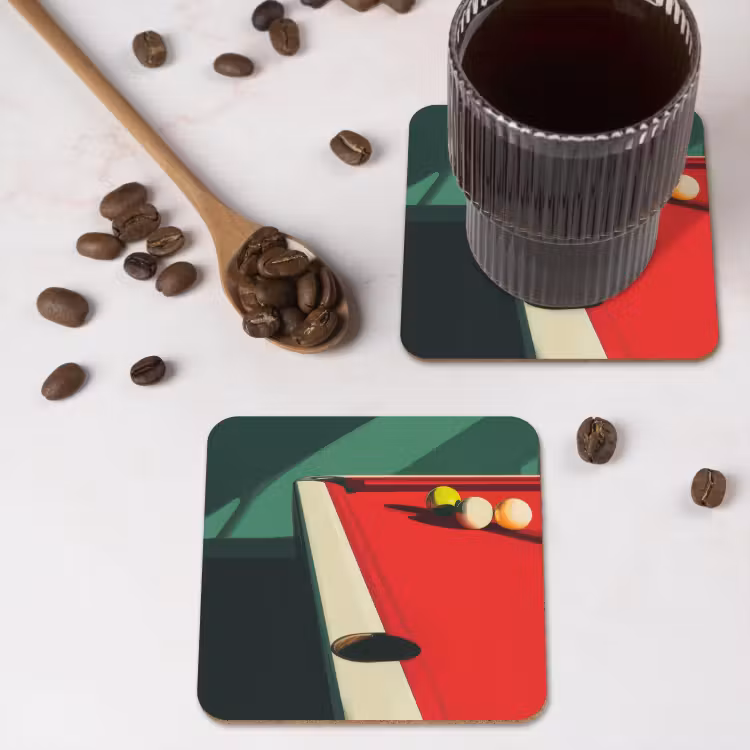 Onderzetter - Biljarttafel - Ballen - Rood - Schaduw — 4