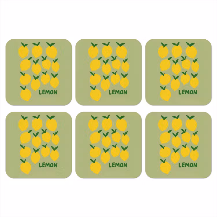 Onderzetter - Citroenen - Blaadjes - Geel - Patroon — 1