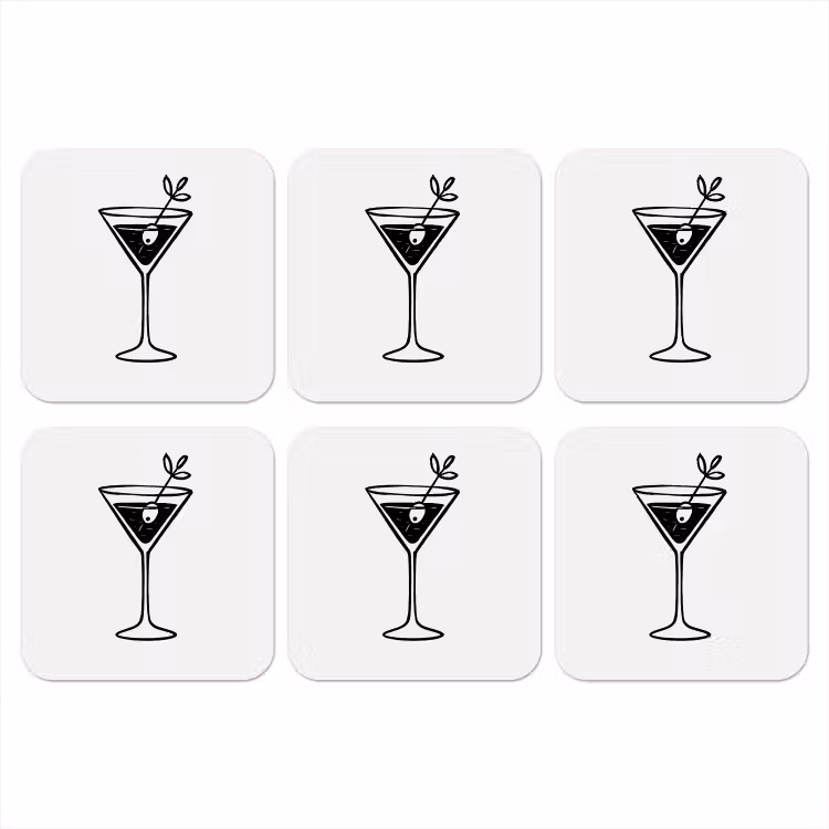 Onderzetter - Cocktail - Glas - Olijf - Minimalistisch — 1