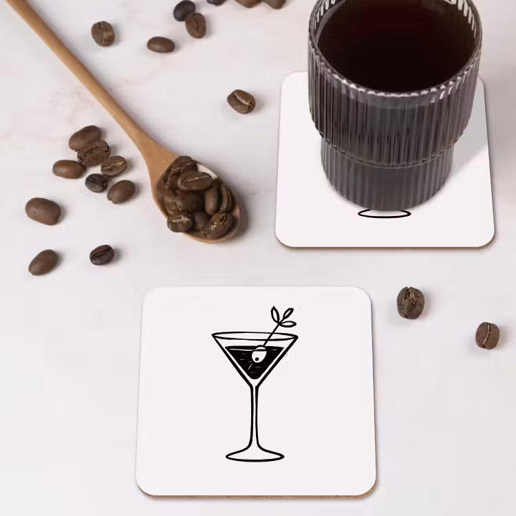 Onderzetter - Cocktail - Glas - Olijf - Minimalistisch — 4