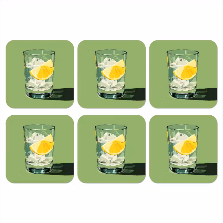 Onderzetter - Glas - Citroen - Ijsblokjes - Groen — 1