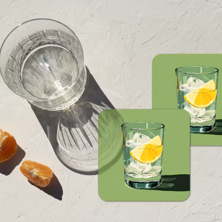 Onderzetter - Glas - Citroen - Ijsblokjes - Groen — 3