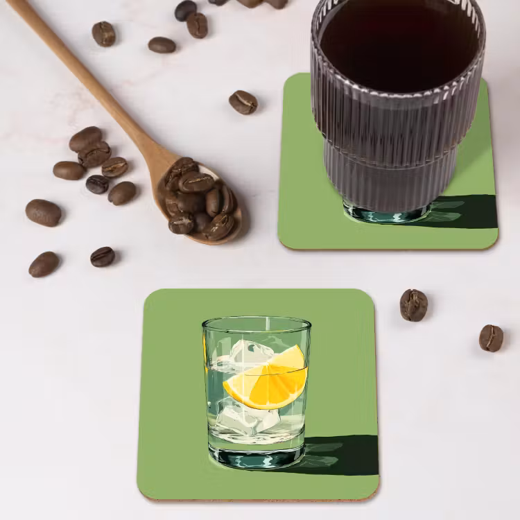 Onderzetter - Glas - Citroen - Ijsblokjes - Groen — 4