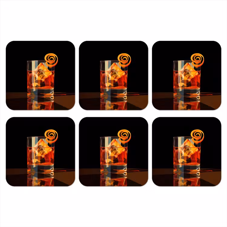 Onderzetter - Glas - Ijsblokjes - Drinken - Bruin — 1