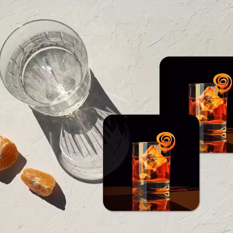 Onderzetter - Glas - Ijsblokjes - Drinken - Bruin — 3