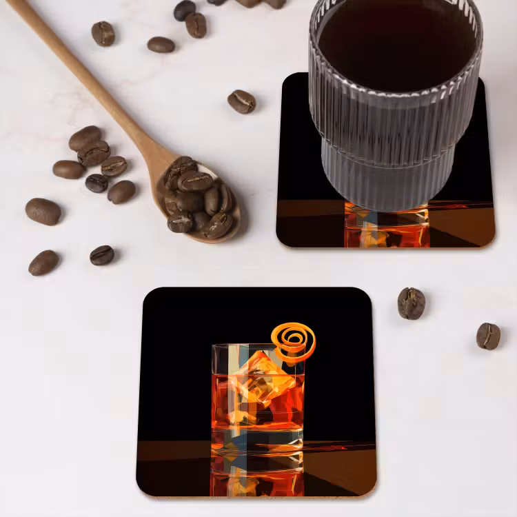 Onderzetter - Glas - Ijsblokjes - Drinken - Bruin — 4