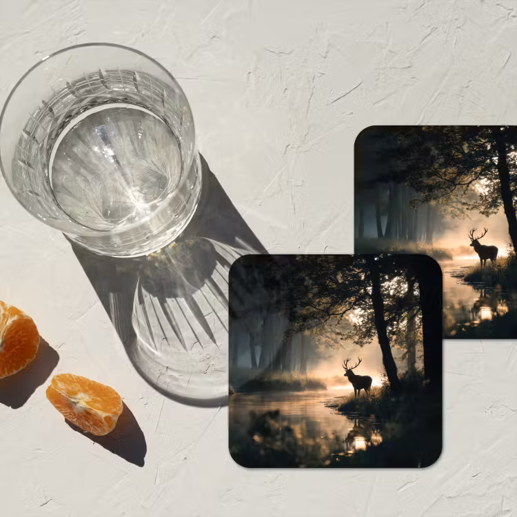 Onderzetter - Hert - Bosbeek - Mystiek — 3