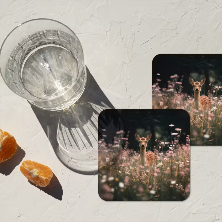 Onderzetter - Hert - Wilde bloemen - Bos — 3