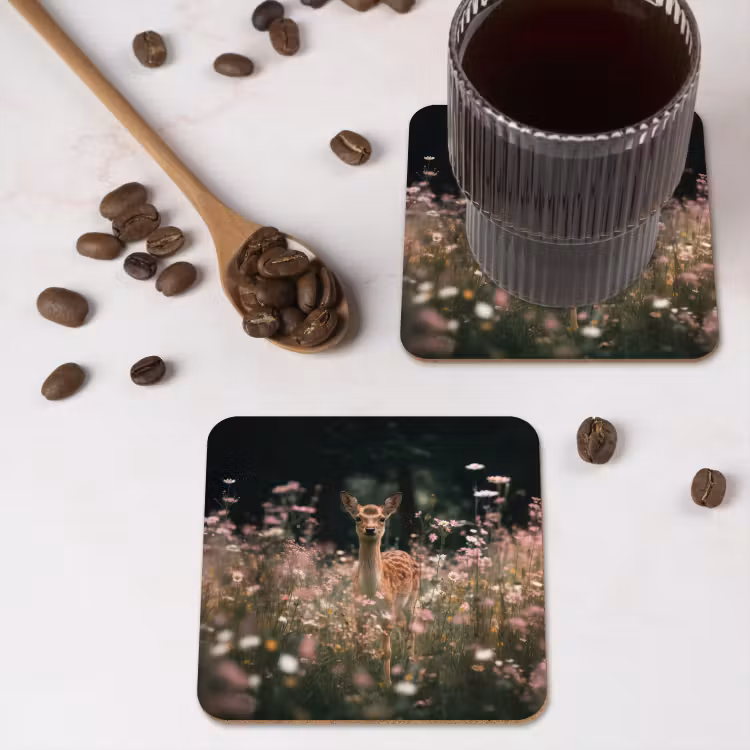Onderzetter - Hert - Wilde bloemen - Bos — 4