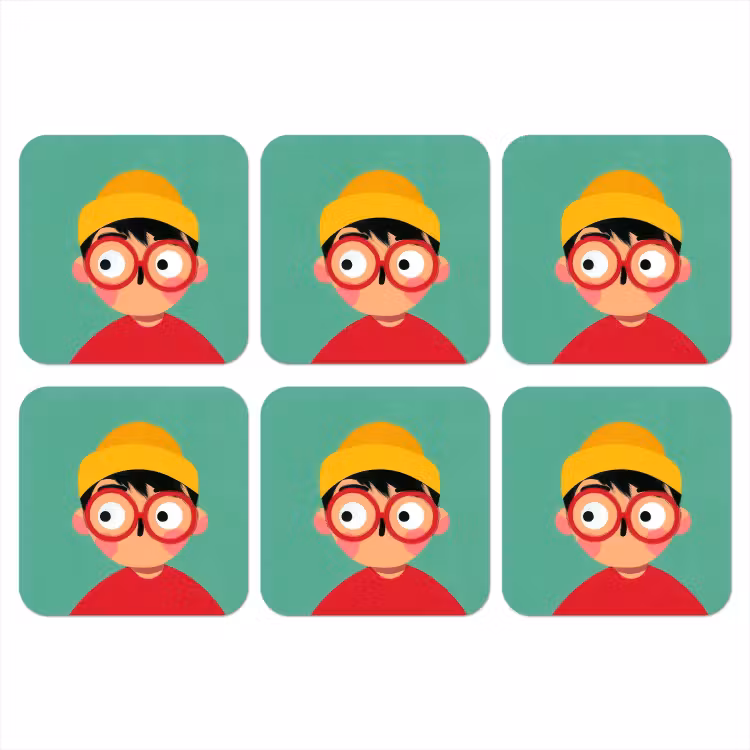 Onderzetter - Jongen - Cartoon - Bril - Muts — 1