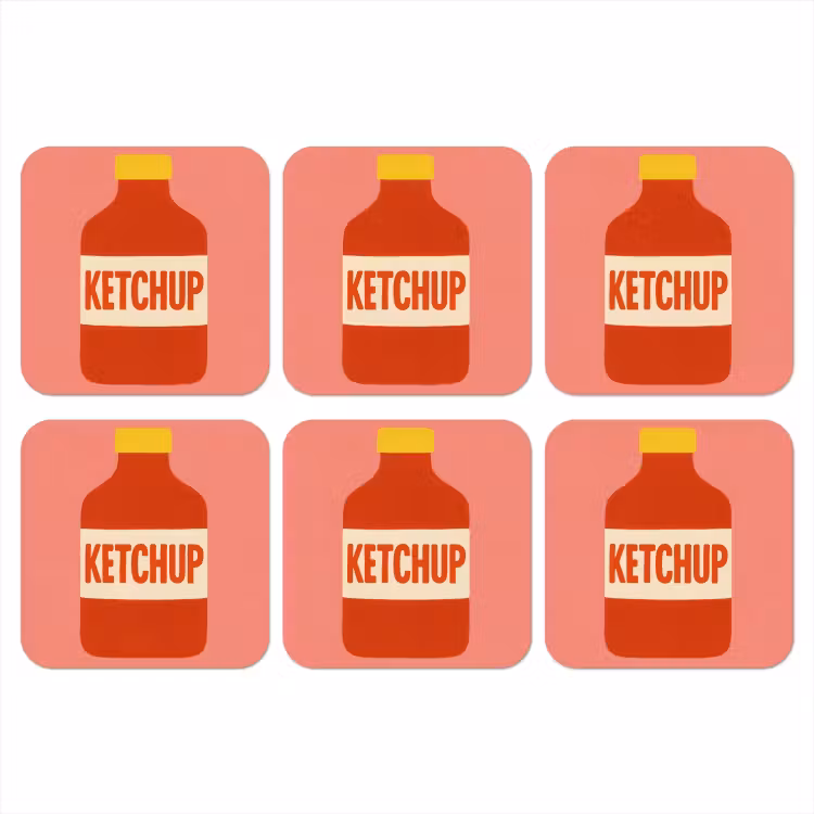 Onderzetter - Ketchup - Fles - Rood - Minimalistisch — 1