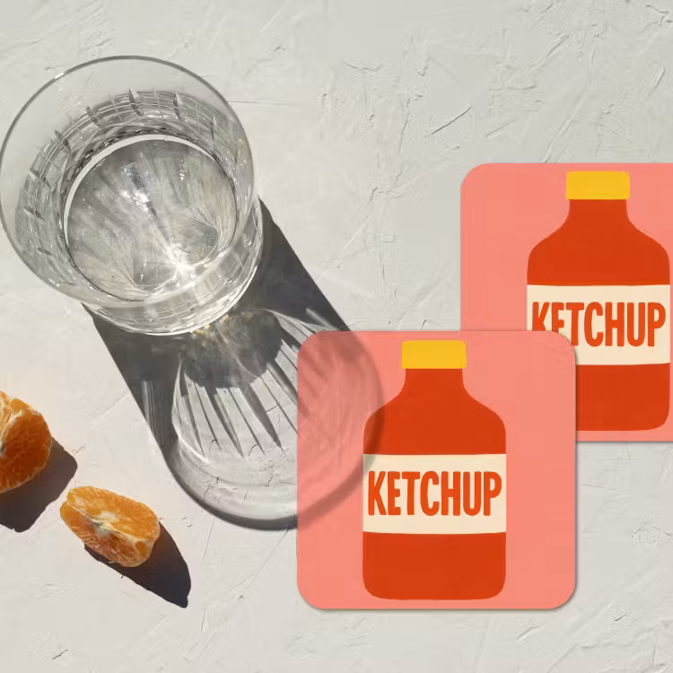 Onderzetter - Ketchup - Fles - Rood - Minimalistisch — 3