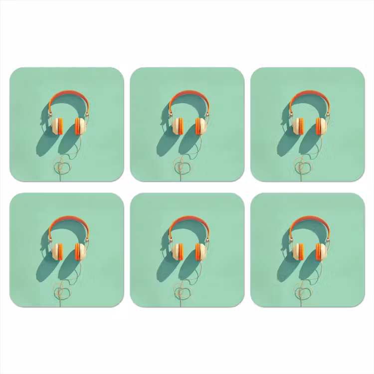Onderzetter - Koptelefoon - Oranje - Snoer - Minimalistisch — 1