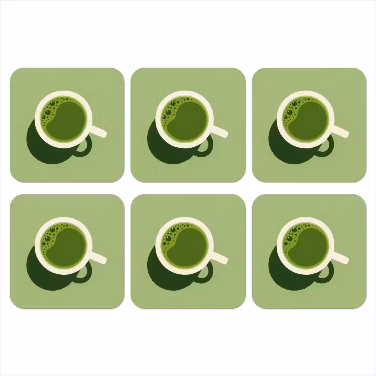 Onderzetter - Minimalistisch - Kopjes - Matcha -Groen — 1