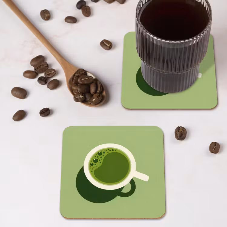 Onderzetter - Minimalistisch - Kopjes - Matcha -Groen — 4