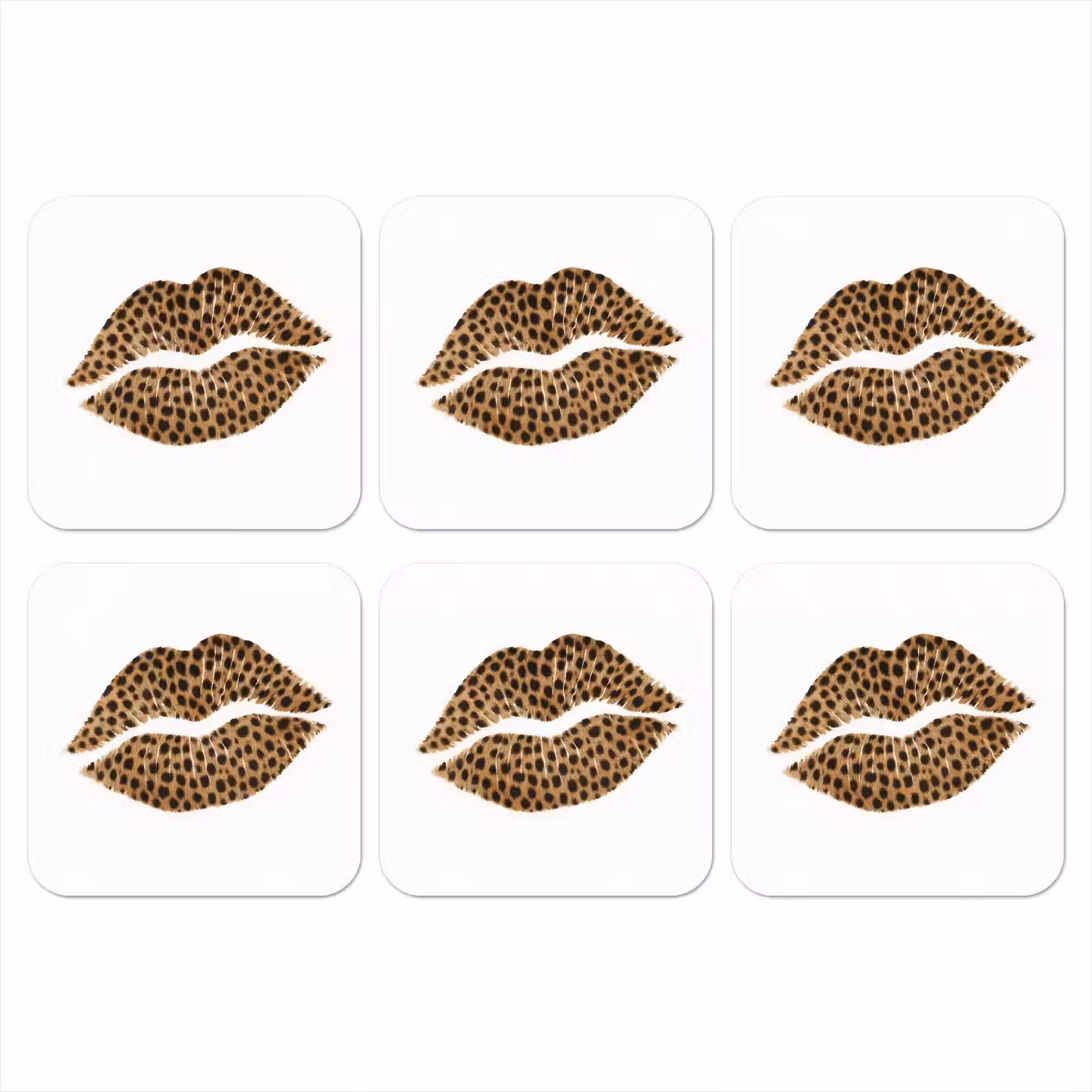 Onderzetter - Lip - Panterprint - Minimalistisch - Wit — 1