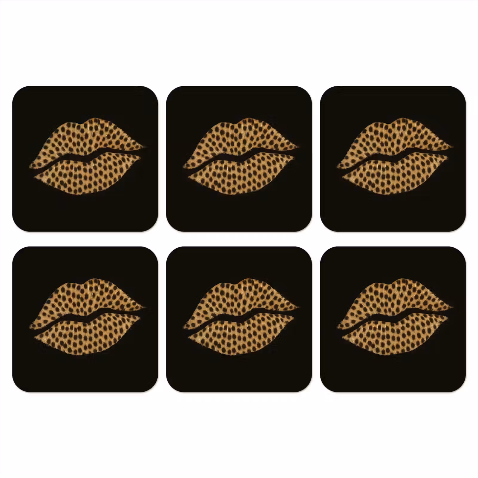 Onderzetter - lip - Zwart - Panterprint — 1