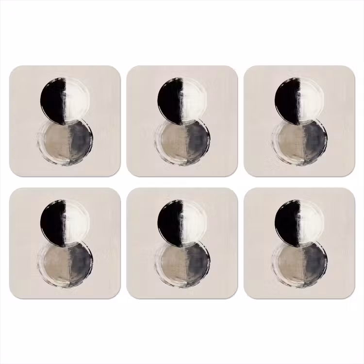 Onderzetter - Cirkels - Strepen - Minimalistisch - Zwart — 1