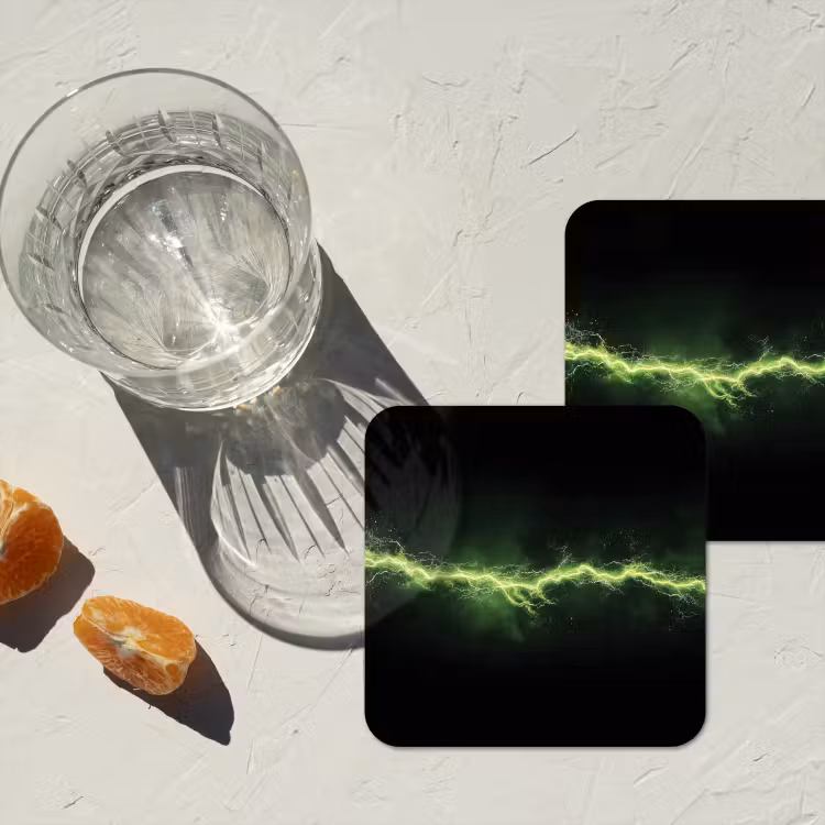 Onderzetter​ - Gaming - Elektriciteit - Lijn - Vonken - Groen — 3