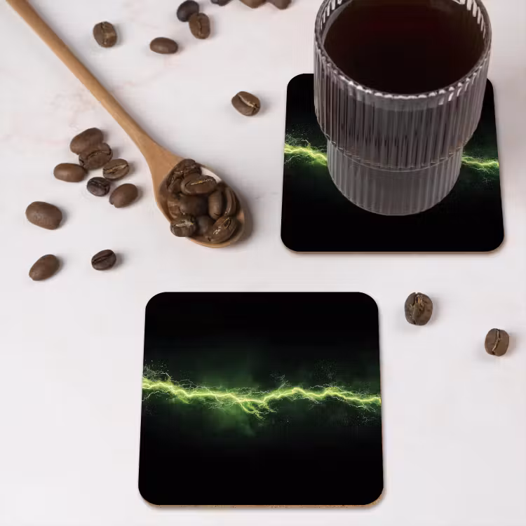 Onderzetter​ - Gaming - Elektriciteit - Lijn - Vonken - Groen — 4