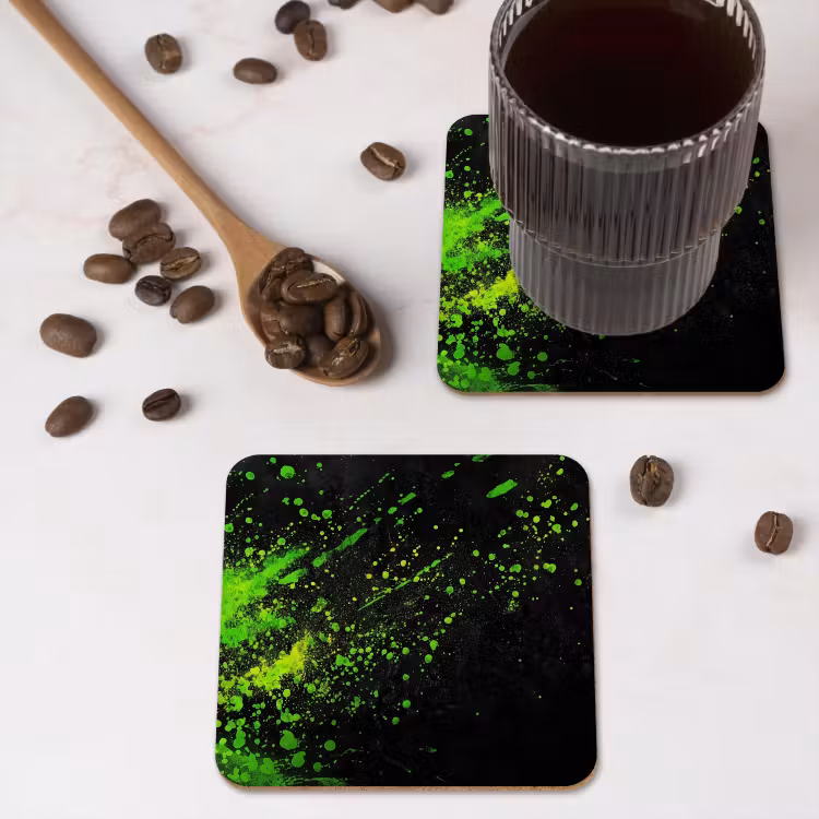 Onderzetter - Gaming - Spetters - Groen - Chaotisch - Groen — 4