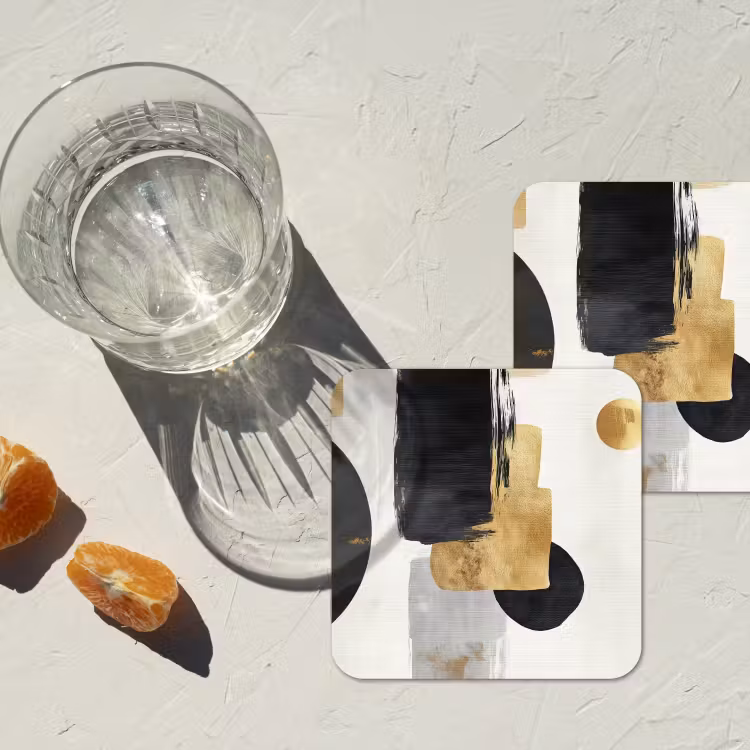 Onderzetter - Goud - Rechthoeken - Cirkels - Abstract — 3