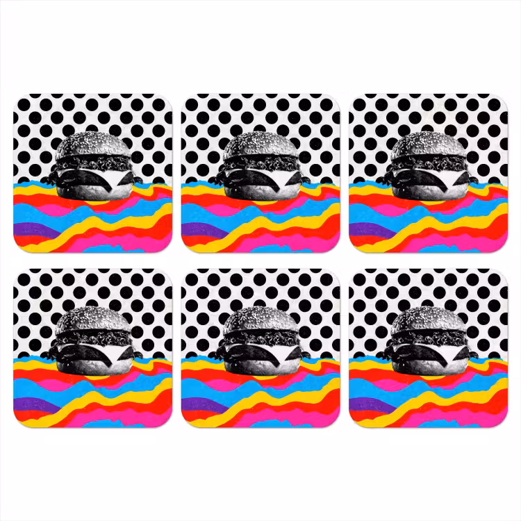 Onderzetter - Hamburger - Stippen - Golven - Kleuren — 1