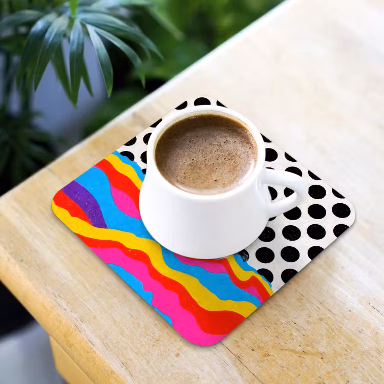 Onderzetter - Hamburger - Stippen - Golven - Kleuren — 2
