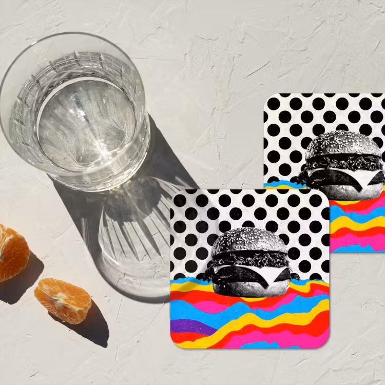 Onderzetter - Hamburger - Stippen - Golven - Kleuren — 3