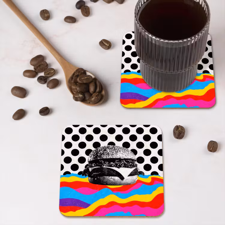 Onderzetter - Hamburger - Stippen - Golven - Kleuren — 4