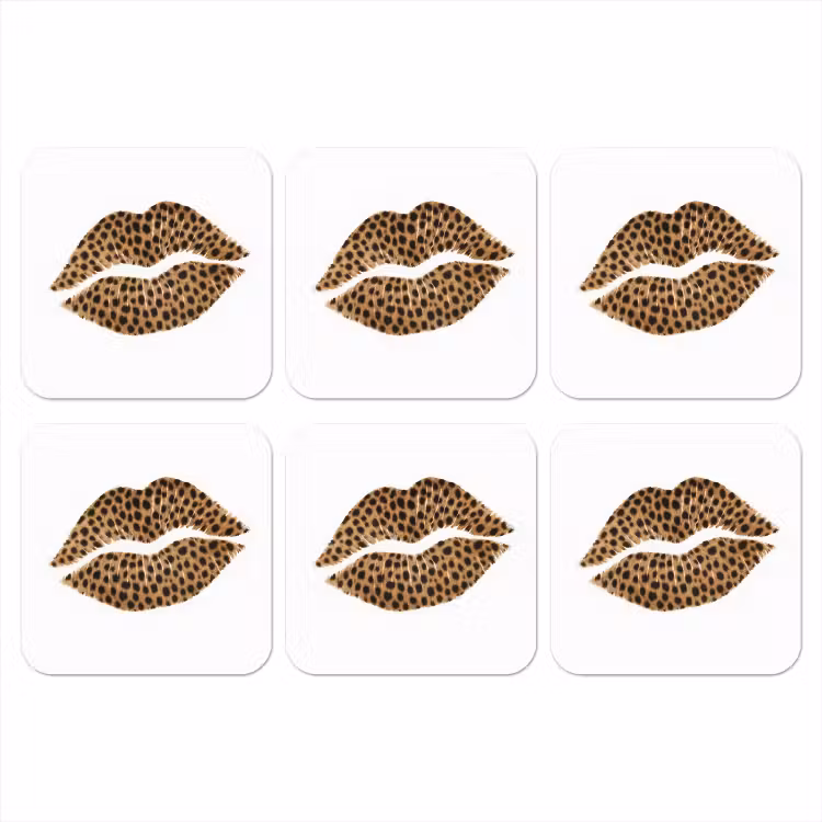 Onderzetter - Lip - Panterprint - Minimalistisch - Wit — 1