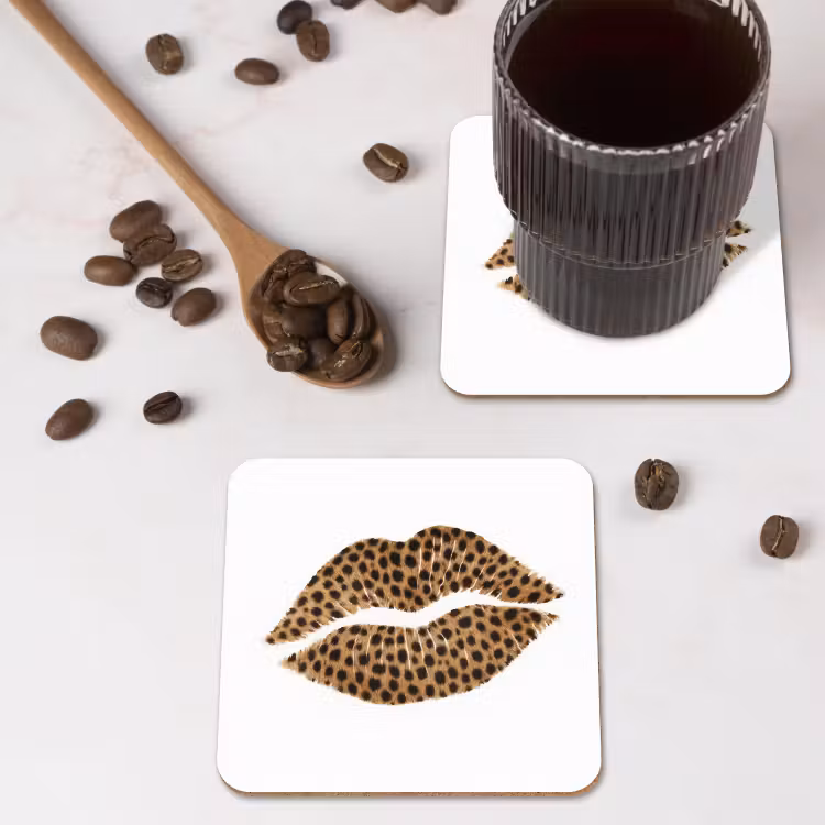 Onderzetter - Lip - Panterprint - Minimalistisch - Wit — 4