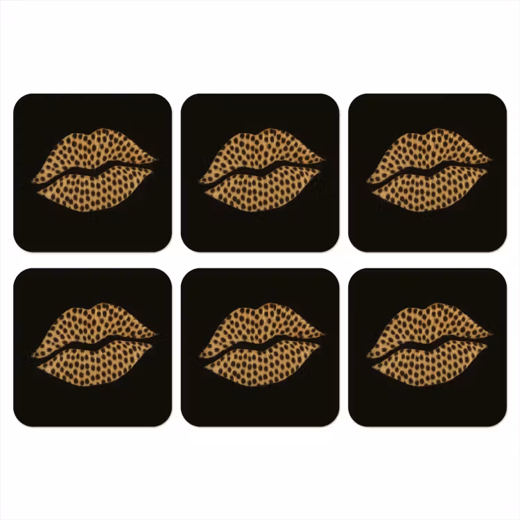 Onderzetter - lip - Zwart - Panterprint — 1