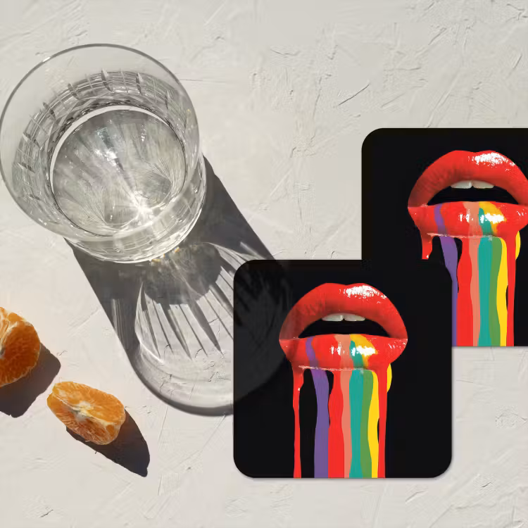 Onderzetter​ - Lippen - Kleuren - Zwart — 3