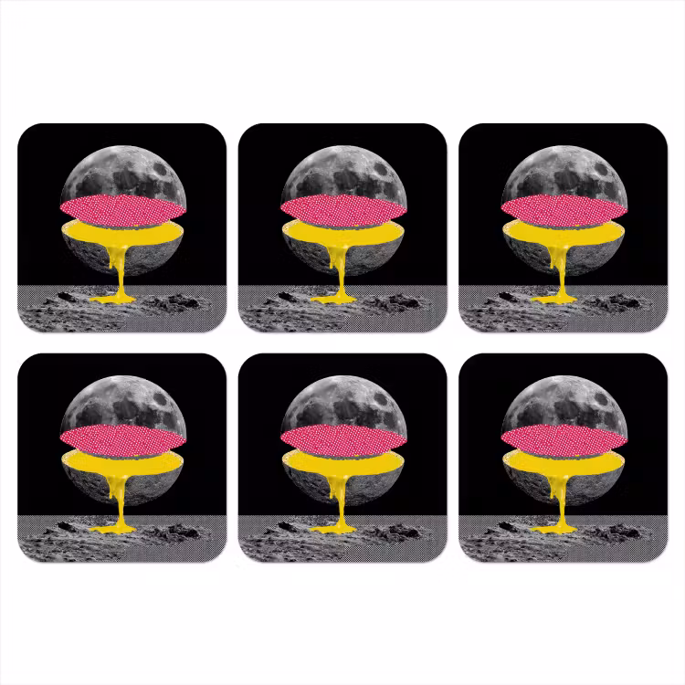 Onderzetter - Maan - Geel - Roze - Zwart — 1