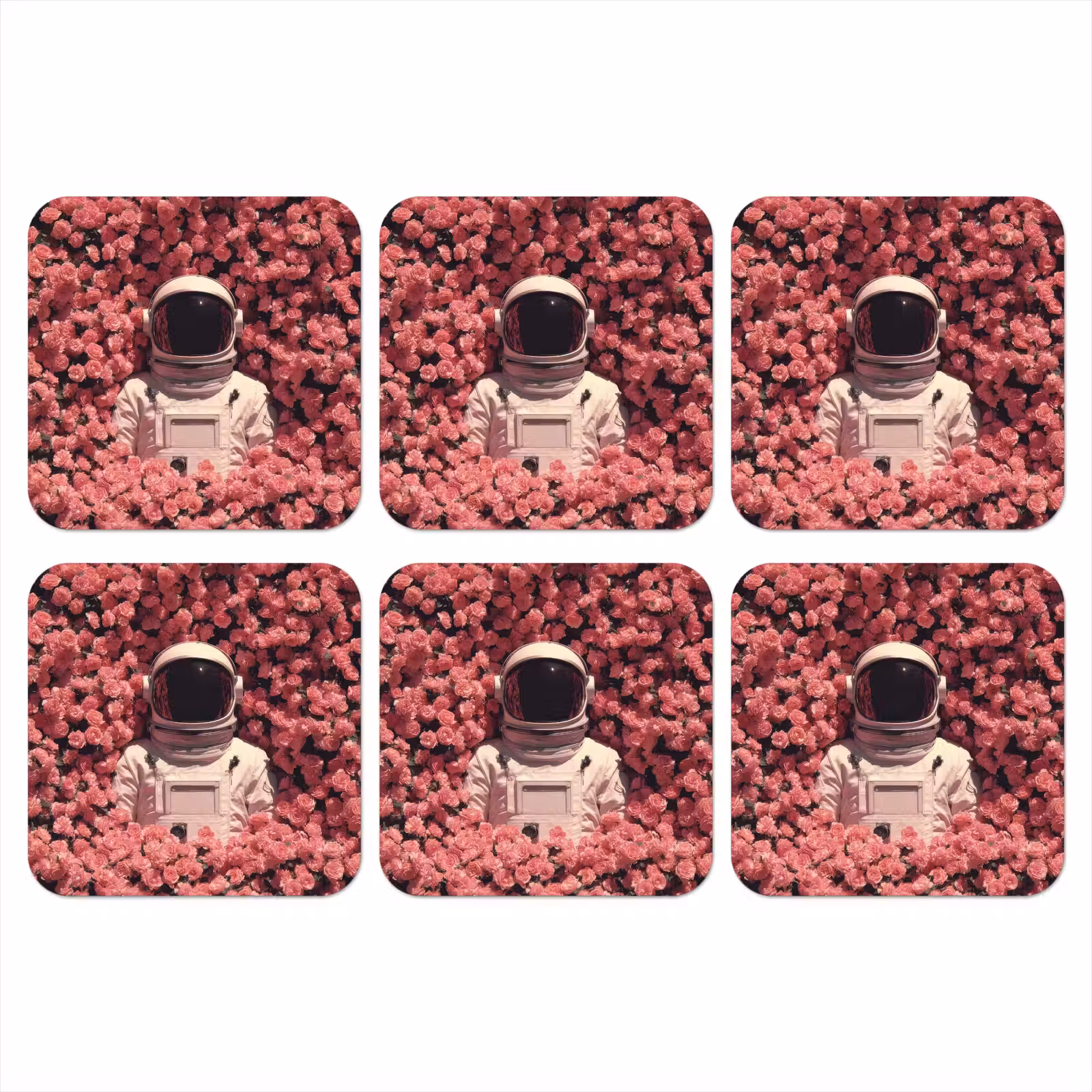Onderzetter - Bloemen - Roze - Astronaut — 1