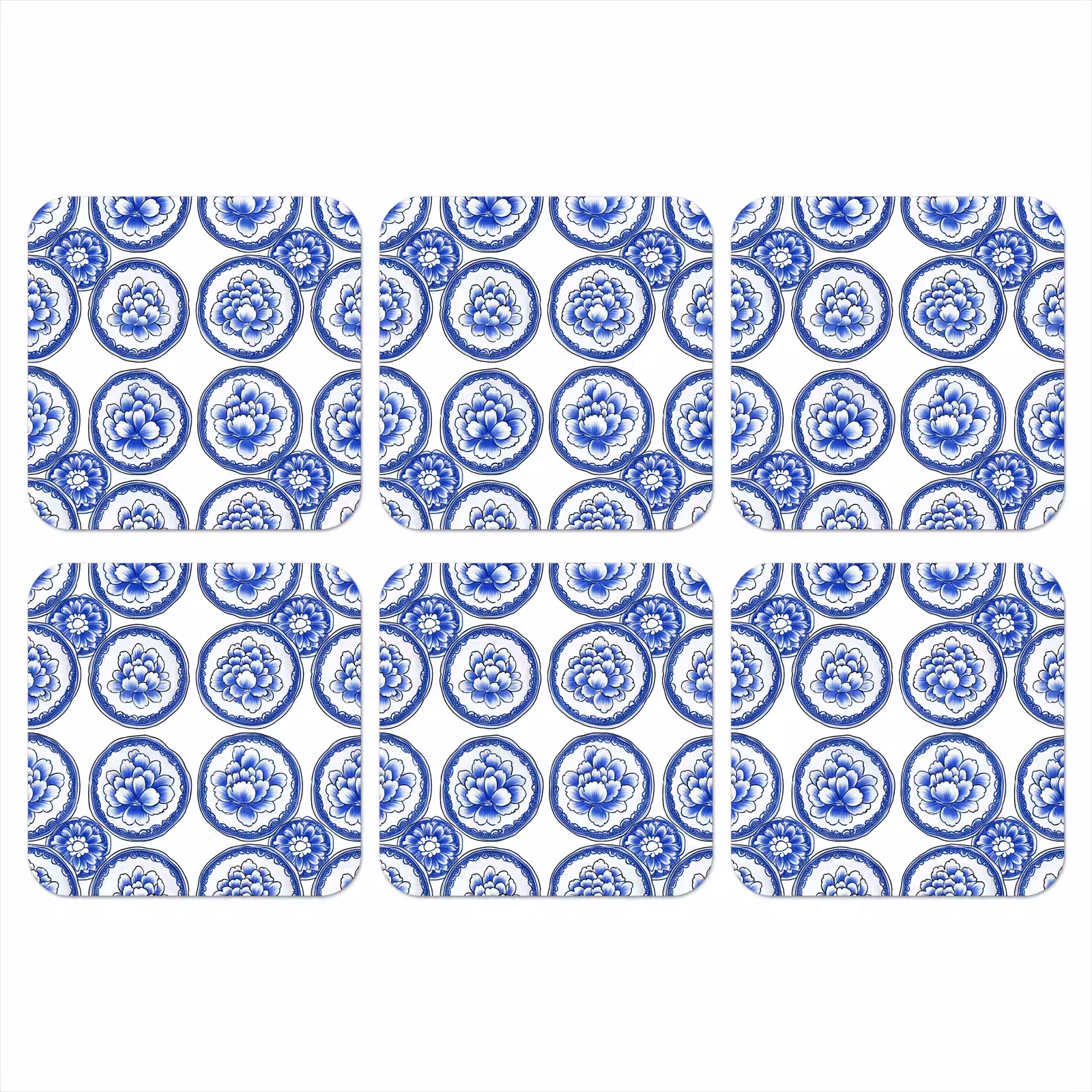 Onderzetter - Cirkels - Bloemen - Blauw — 1