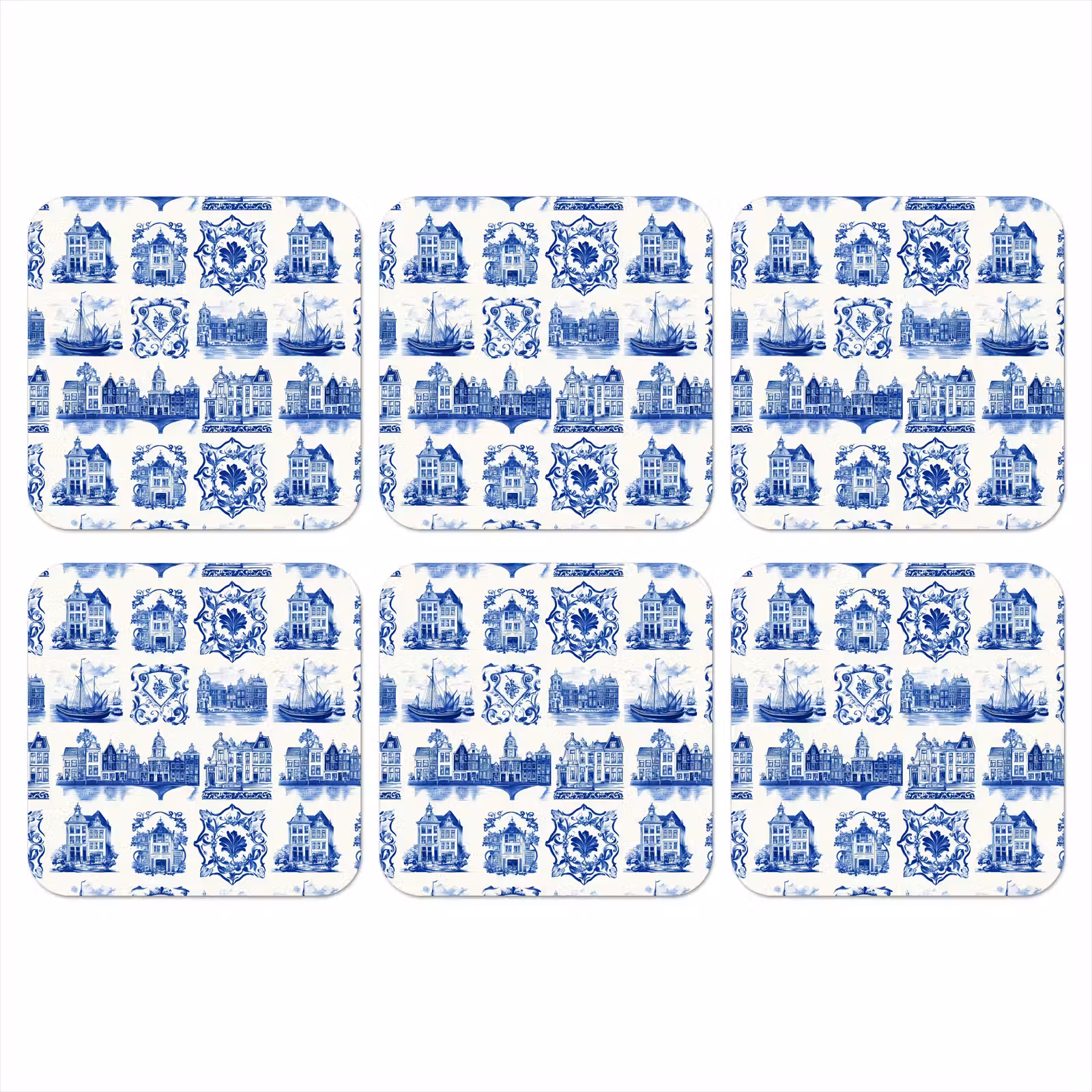 Onderzetter - Huizen - Schepen - Blauw — 1