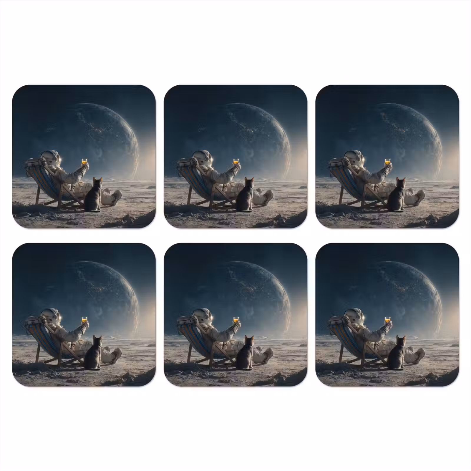 Onderzetter - Maan - Kat - Astronaut - Ruimte — 1