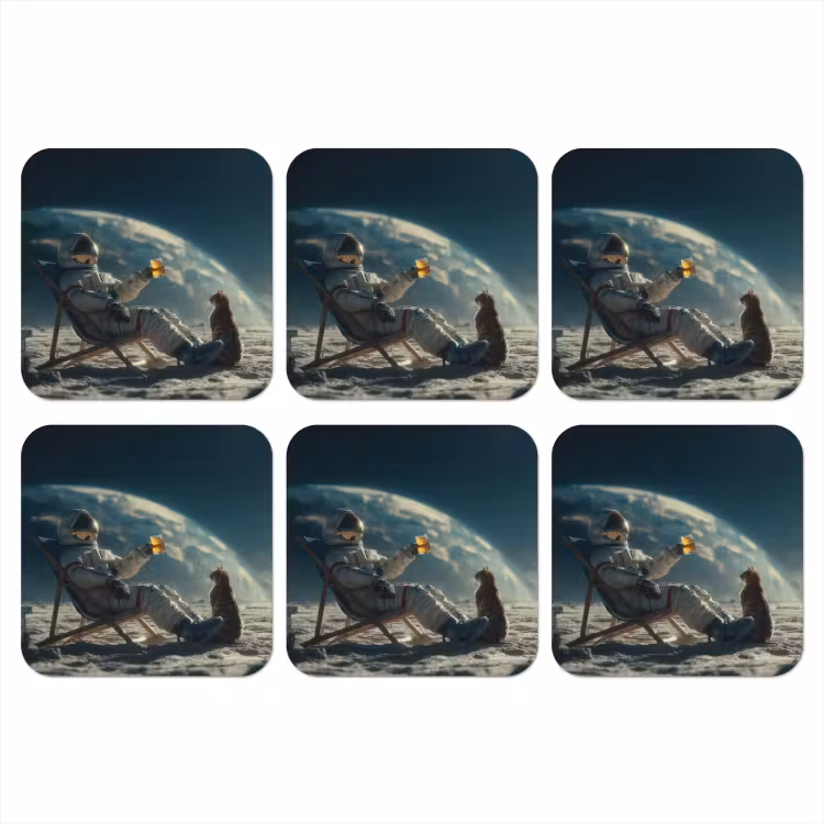 Onderzetter​ - Astronaut - Kat - Glas - Stoel — 1