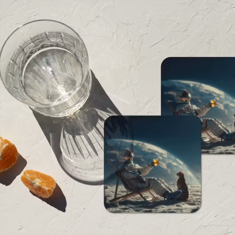 Onderzetter​ - Astronaut - Kat - Glas - Stoel — 3