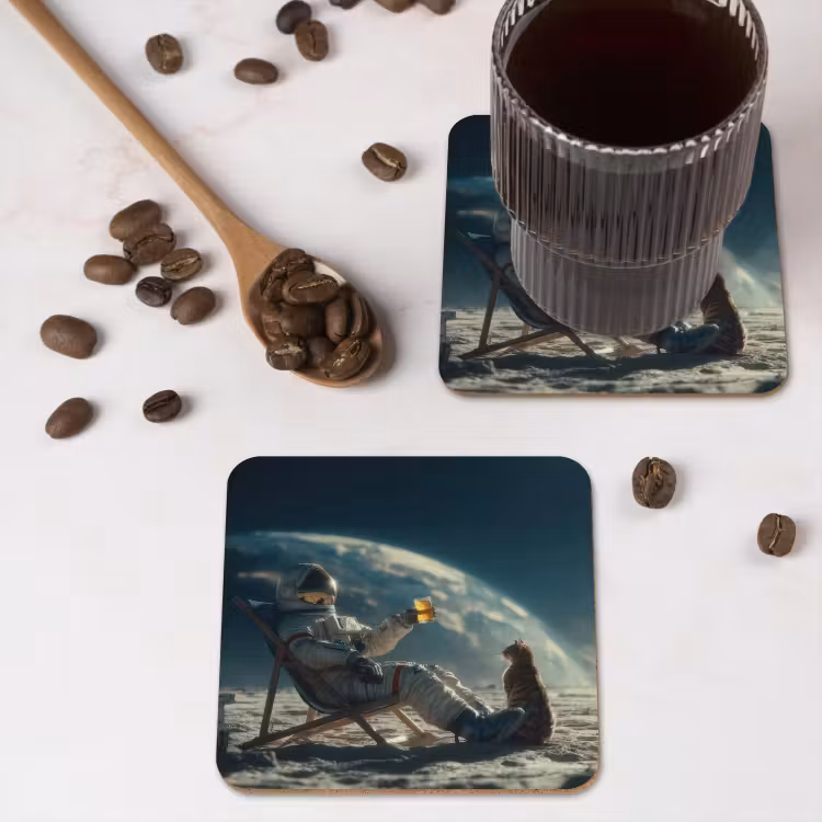 Onderzetter​ - Astronaut - Kat - Glas - Stoel — 4